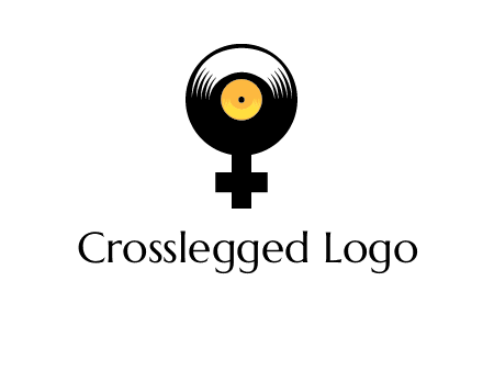 cross sign with gramophone cd logo