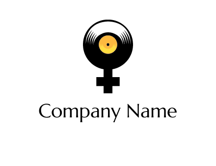 cross sign with gramophone cd logo