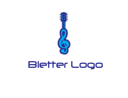 guitar with music notes logo