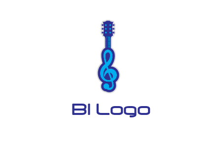 guitar with music notes logo