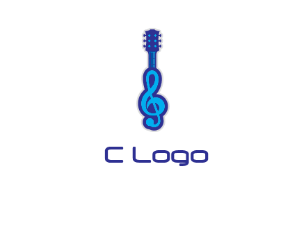 guitar with music notes logo