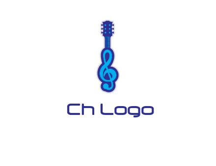 guitar with music notes logo