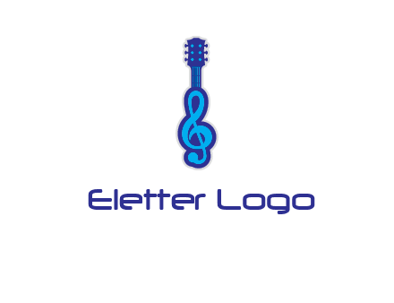 guitar with music notes logo