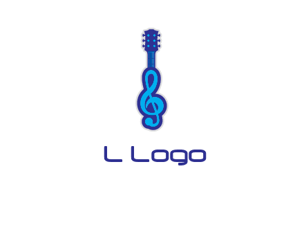 guitar with music notes logo