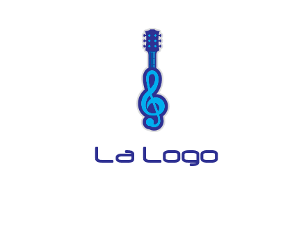 guitar with music notes logo