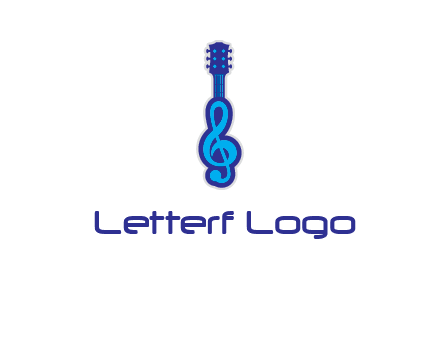 guitar with music notes logo