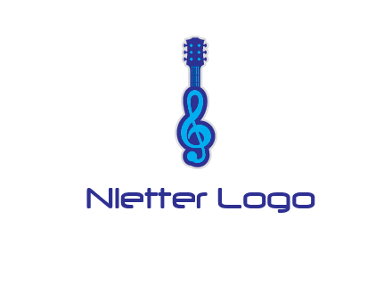 guitar with music notes logo