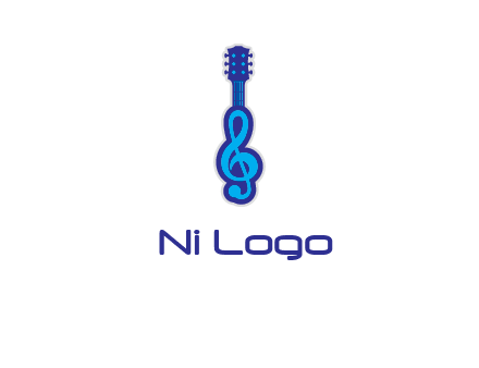 guitar with music notes logo