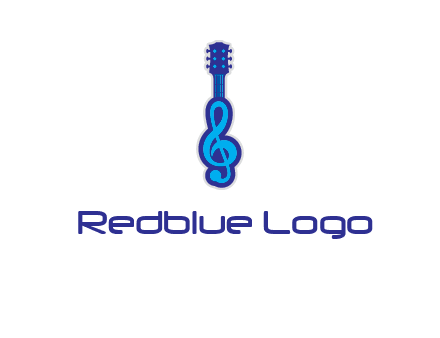 guitar with music notes logo