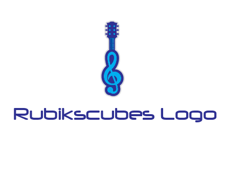 guitar with music notes logo