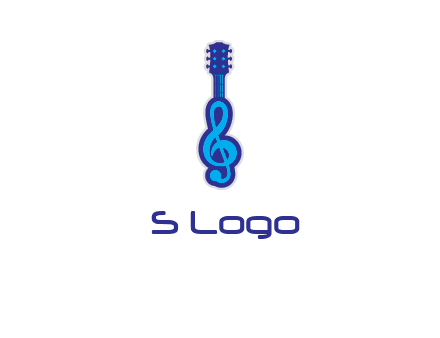 guitar with music notes logo