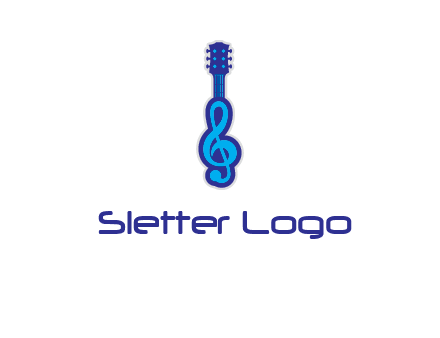 guitar with music notes logo