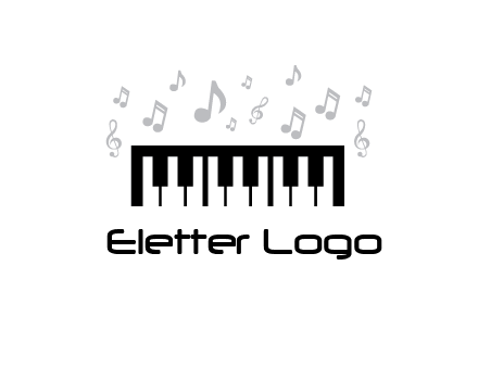 piano icon with music notes