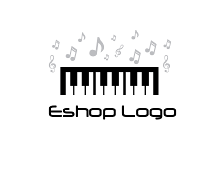 piano icon with music notes