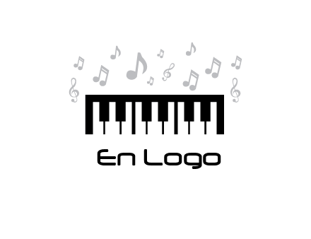 piano icon with music notes