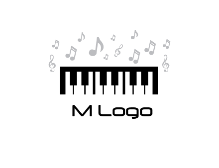 piano icon with music notes