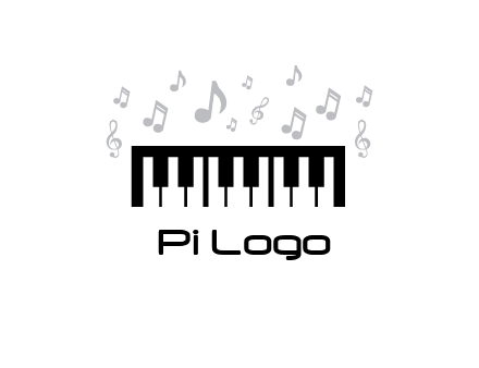 piano icon with music notes
