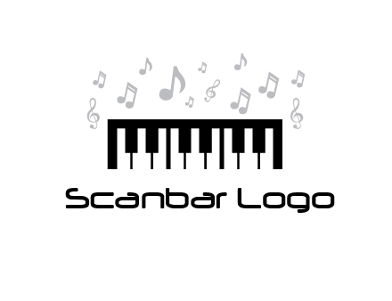 piano icon with music notes