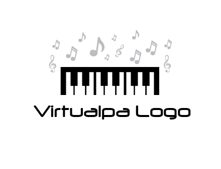 piano icon with music notes