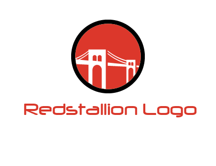 drawstring bridge in circle logo graphic