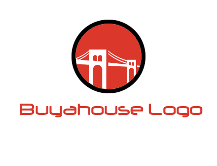 drawstring bridge in circle logo graphic