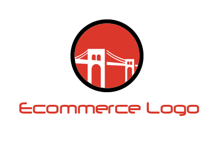 drawstring bridge in circle logo graphic