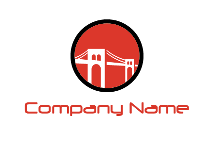 drawstring bridge in circle logo graphic