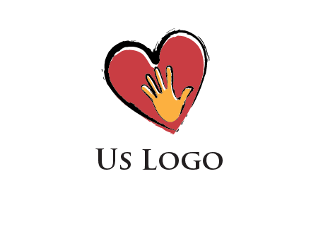 hand in heart shape logo