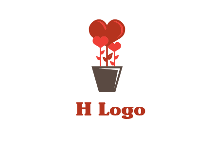 Heart Flowers Pot Icon