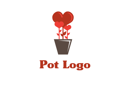 Heart Flowers Pot Icon