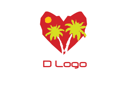 palm tree in heart logo