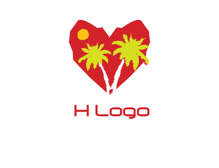 palm tree in heart logo