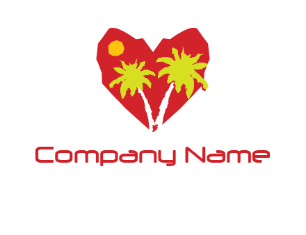 palm tree in heart logo