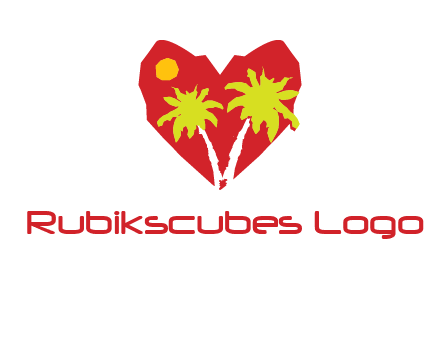 palm tree in heart logo