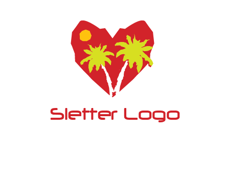 palm tree in heart logo