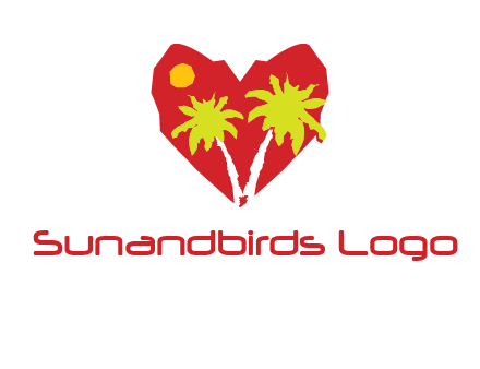 palm tree in heart logo