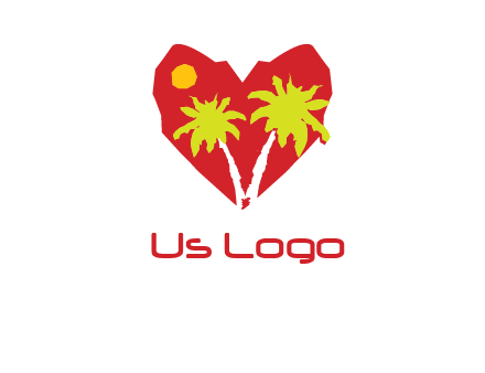 palm tree in heart logo