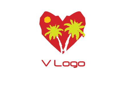 palm tree in heart logo