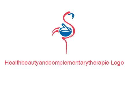 flamingo holding pestle mortar logo icon