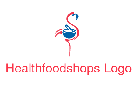 flamingo holding pestle mortar logo icon