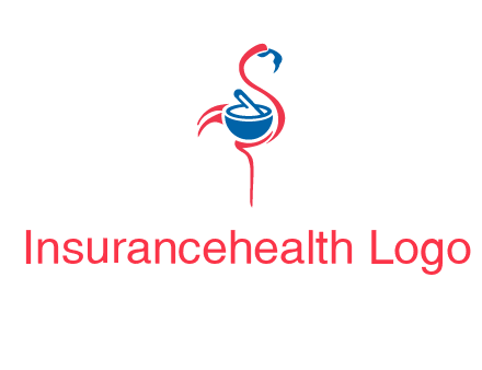 flamingo holding pestle mortar logo icon