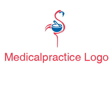 flamingo holding pestle mortar logo icon