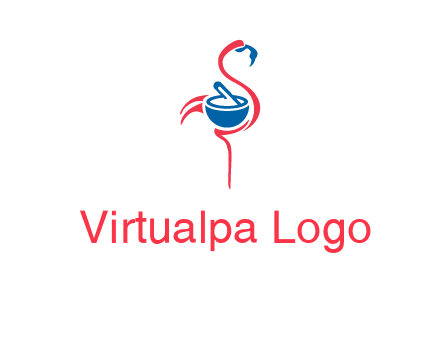 flamingo holding pestle mortar logo icon