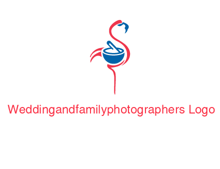 flamingo holding pestle mortar logo icon