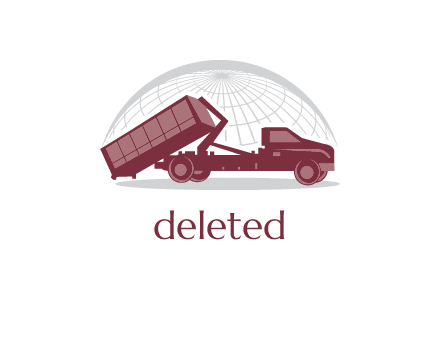 tipper or dump truck with global icon