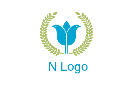 2 birds in leaf branch logo