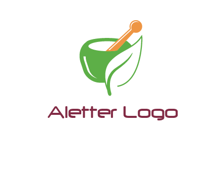 pestle and mortar with leaf pharmacy logo