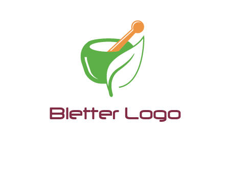 pestle and mortar with leaf pharmacy logo