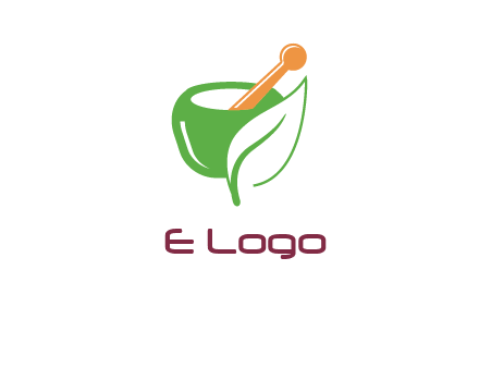 pestle and mortar with leaf pharmacy logo