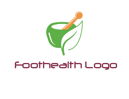 pestle and mortar with leaf pharmacy logo